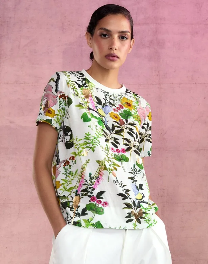 Women Cynthia Rowley Tops Bloom Tee Whtfl Women Cynthia Rowley Tops Bloom Tee Whtfl