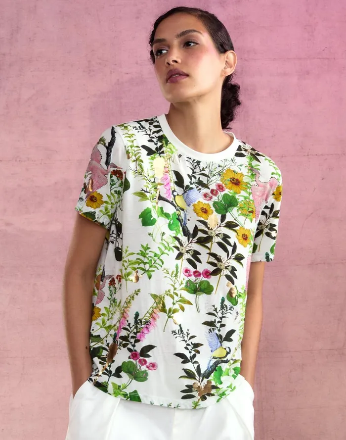 Women Cynthia Rowley Tops Bloom Tee Whtfl Women Cynthia Rowley Tops Bloom Tee Whtfl
