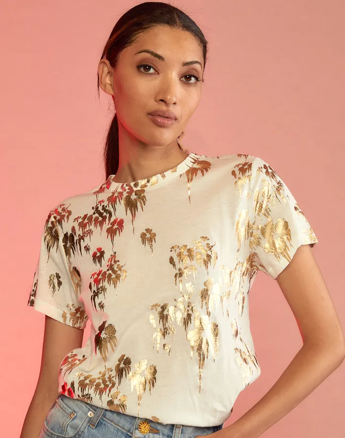 Women Cynthia Rowley Tops Gold Foil TShirt Whgld