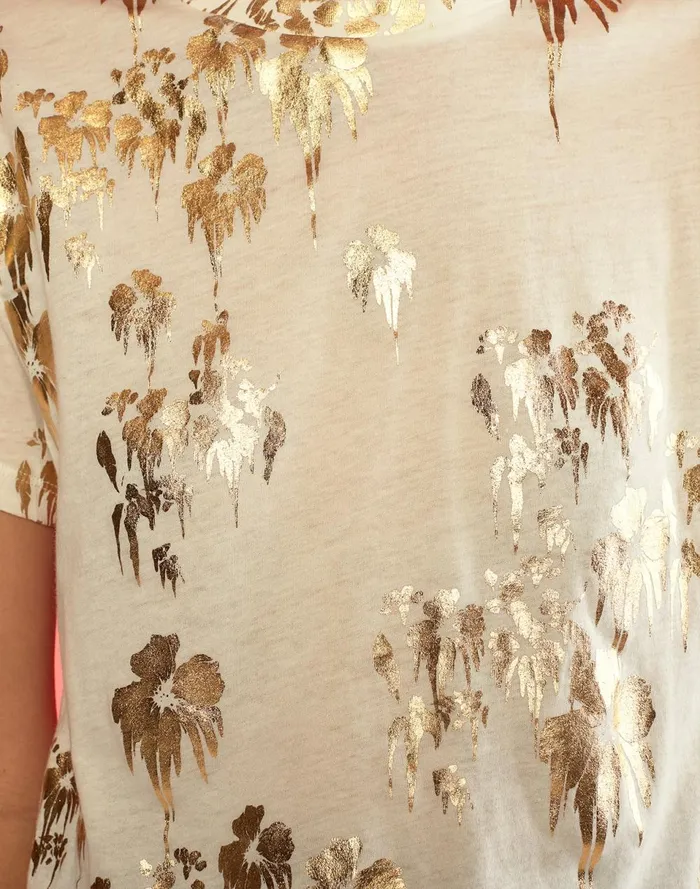 Women Cynthia Rowley Tops Gold Foil TShirt Whgld Women Cynthia Rowley Tops Gold Foil TShirt Whgld