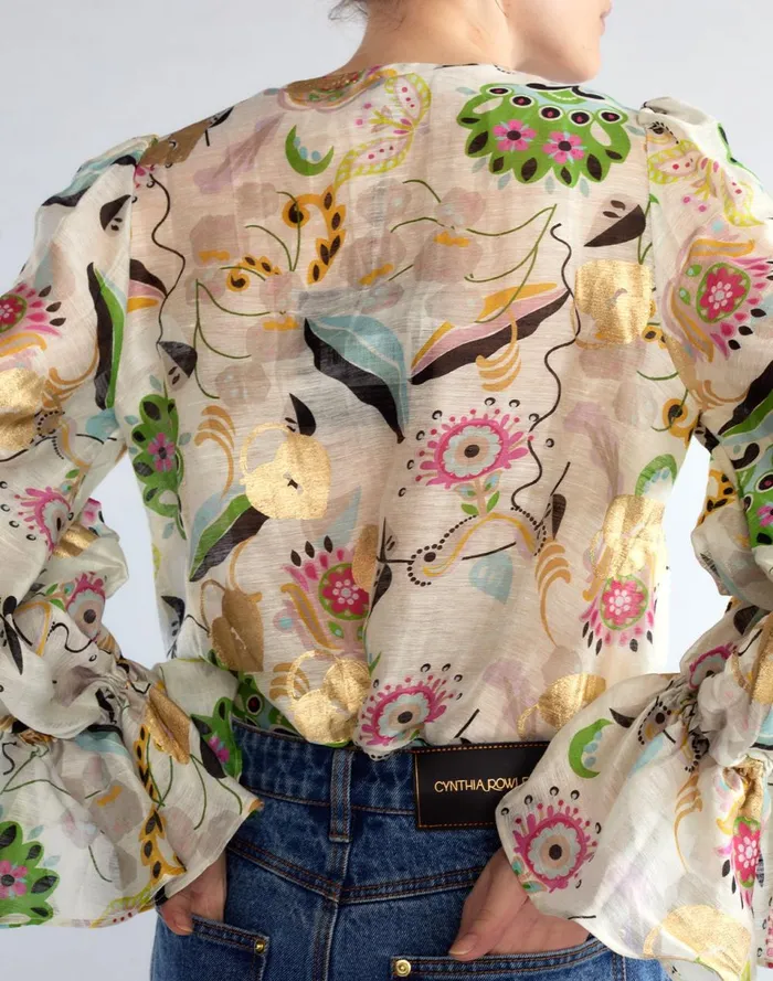 Women Cynthia Rowley Tops Love Locket Silk Linen Blouse Whtml