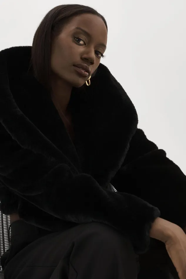 Women DANIKA Faux Fur Crop Jacket Black LAMARQUE Faux Fur Women DANIKA Faux Fur Crop Jacket Black LAMARQUE Faux Fur