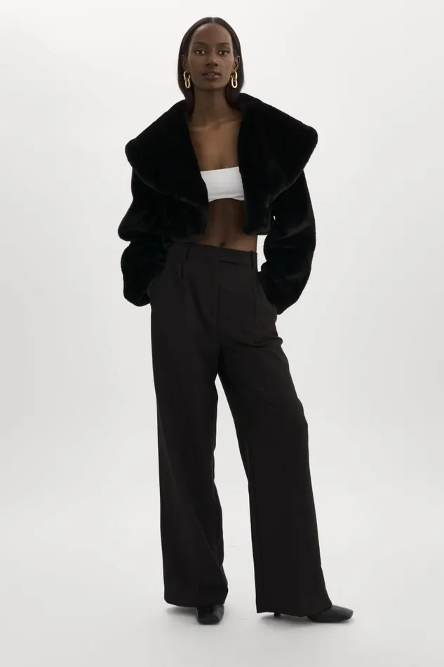 Women DANIKA Faux Fur Crop Jacket Black LAMARQUE Faux Fur Women DANIKA Faux Fur Crop Jacket Black LAMARQUE Faux Fur