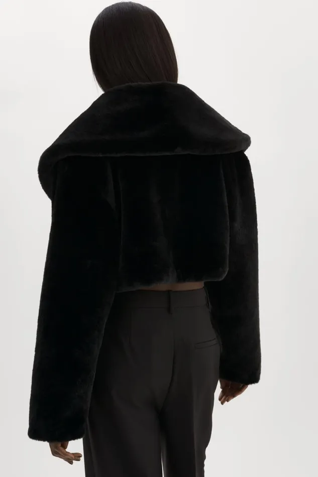 Women DANIKA Faux Fur Crop Jacket Black LAMARQUE Faux Fur Women DANIKA Faux Fur Crop Jacket Black LAMARQUE Faux Fur