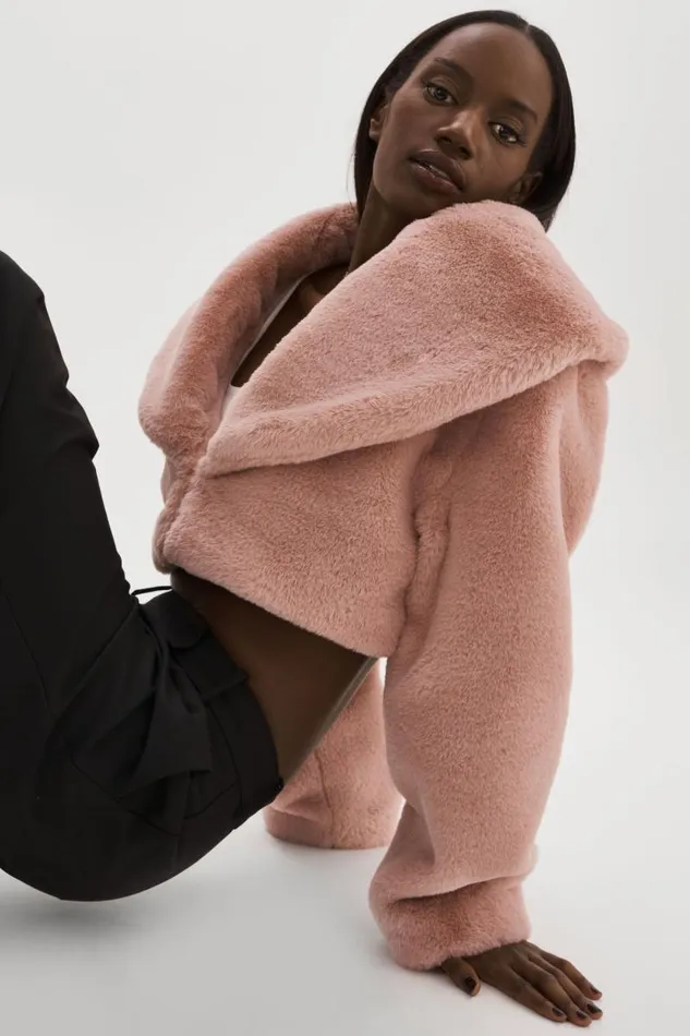Women DANIKA Faux Fur Crop Jacket Smoky Pink LAMARQUE Faux Fur