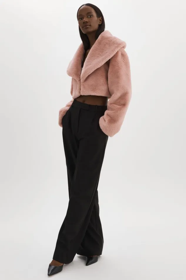 Women DANIKA Faux Fur Crop Jacket Smoky Pink LAMARQUE Faux Fur