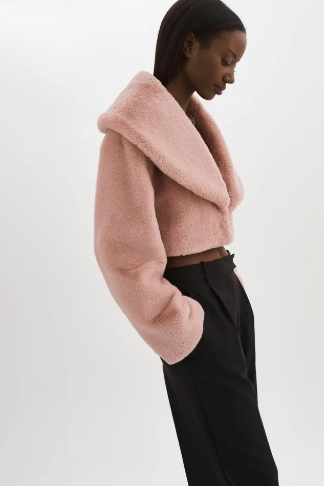 Women DANIKA Faux Fur Crop Jacket Smoky Pink LAMARQUE Faux Fur