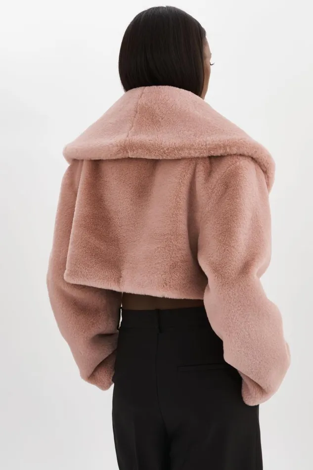 Women DANIKA Faux Fur Crop Jacket Smoky Pink LAMARQUE Faux Fur