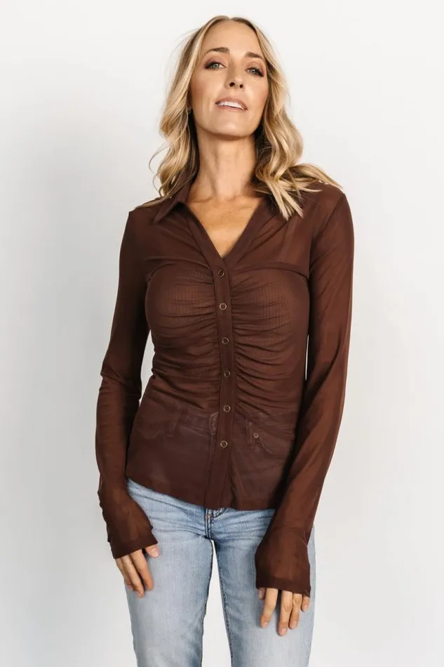 Women Dax Mesh Top Chocolate Baltic Born Blouses and Shirts