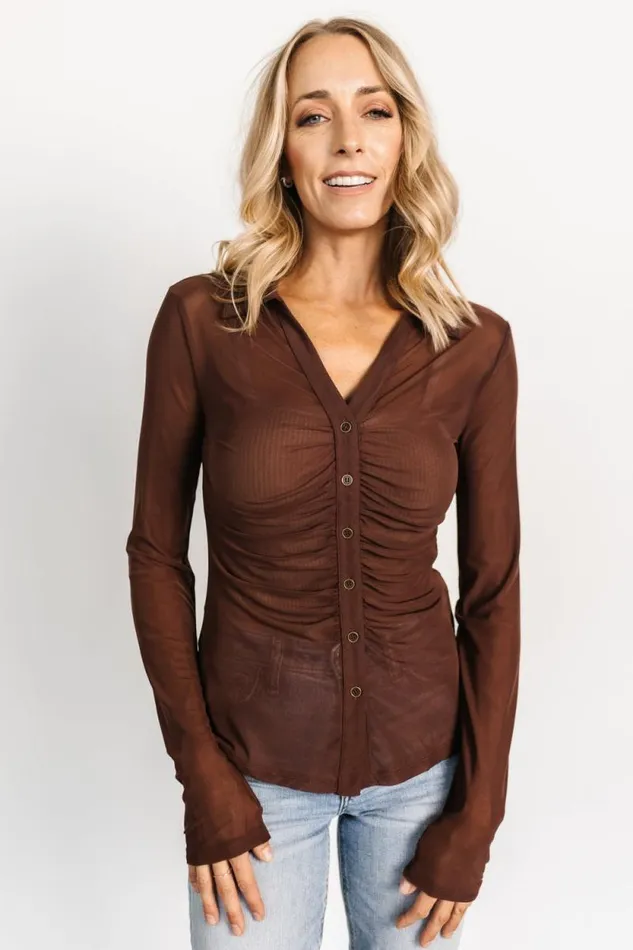 Women Dax Mesh Top Chocolate Baltic Born Blouses and Shirts