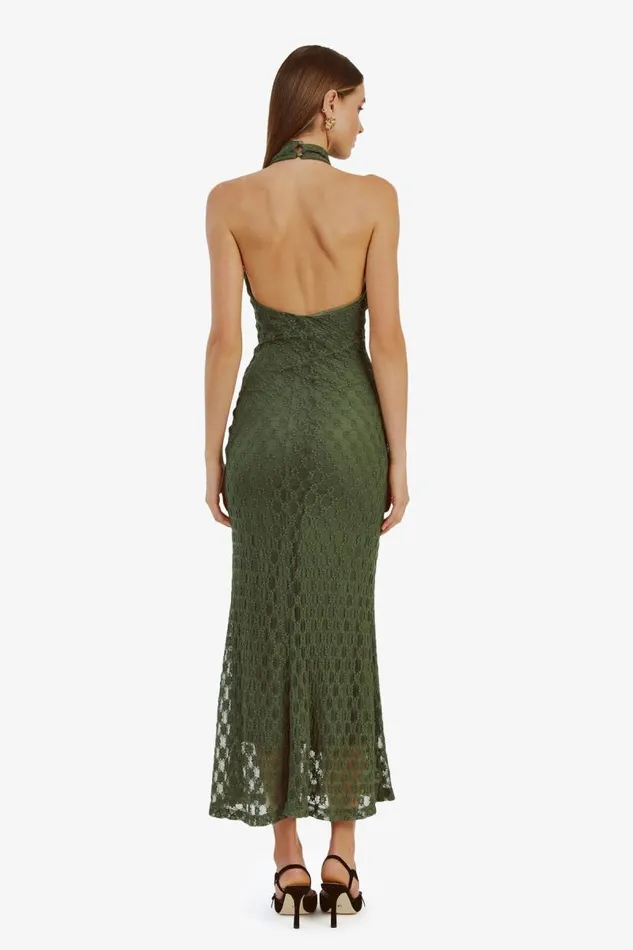 Women Day To Night Dresses Bardot Adoni Ola Lace Maxi Dress In Khaki Khaki