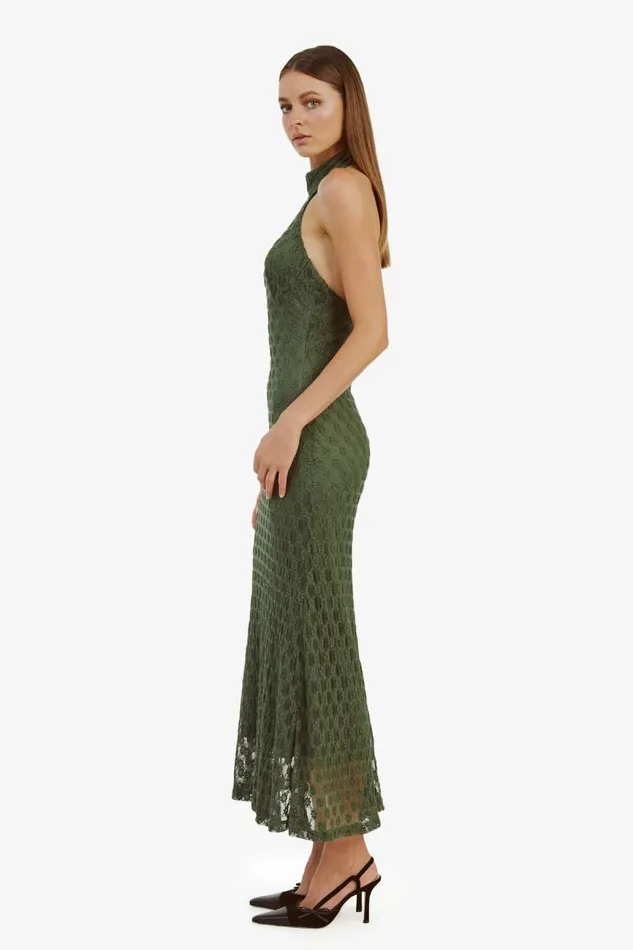 Women Day To Night Dresses Bardot Adoni Ola Lace Maxi Dress In Khaki Khaki