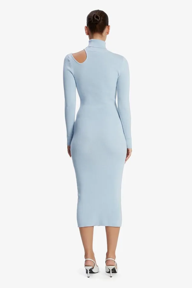 Women Day To Night Dresses Bardot Olesa Asymmetric Knit Dress In Soft Blue Soft Blue