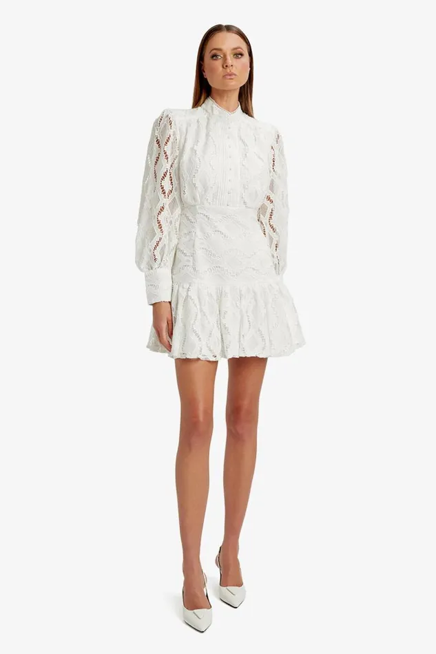 Women Day To Night Dresses Bardot Remy Lace Dress In Ivory Ivory