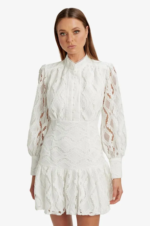 Women Day To Night Dresses Bardot Remy Lace Dress In Ivory Ivory