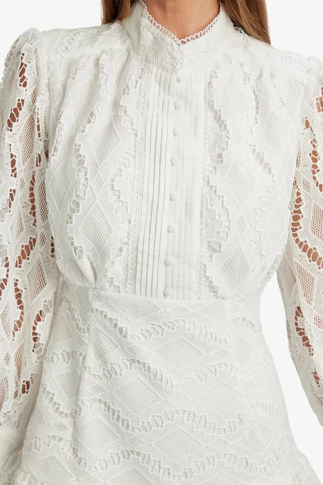 Women Day To Night Dresses Bardot Remy Lace Dress In Ivory Ivory