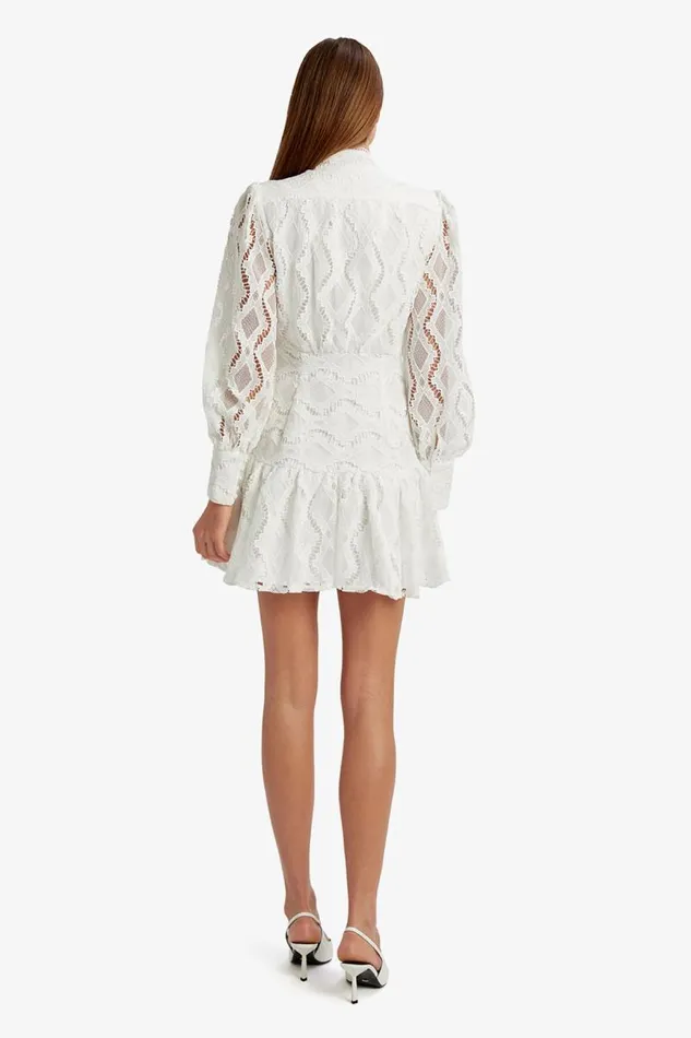 Women Day To Night Dresses Bardot Remy Lace Dress In Ivory Ivory
