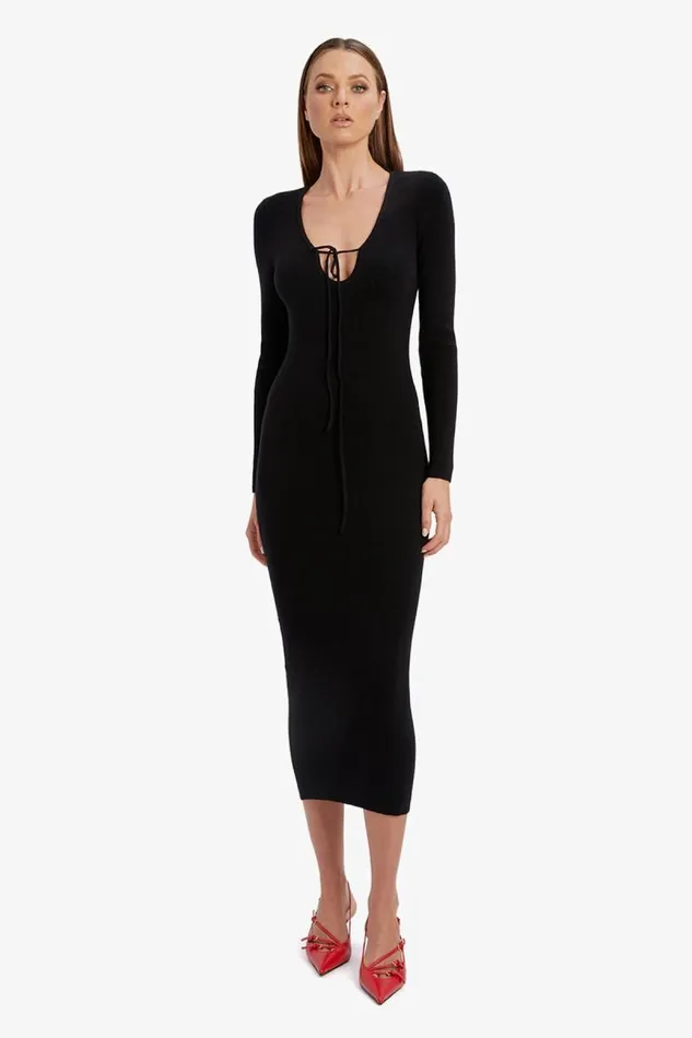Women Day To Night Dresses Bardot Verona Knit Midi Dress In Black Black