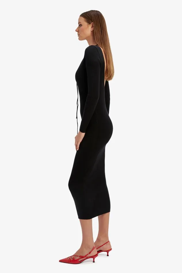 Women Day To Night Dresses Bardot Verona Knit Midi Dress In Black Black