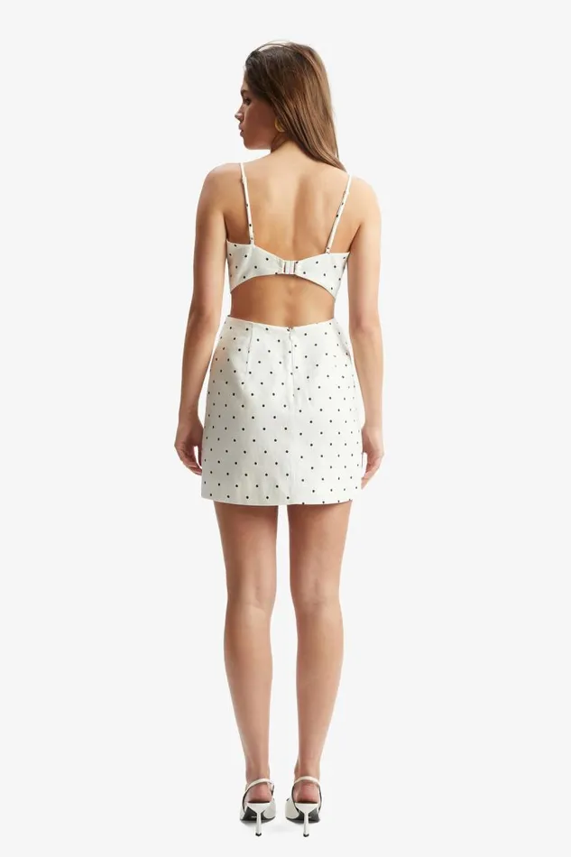 Women Day To Night Dresses Bardot Vieda Linen Bow Mini Dress In White Spot White Spot Women Day To Night Dresses Bardot Vieda Linen Bow Mini Dress In White Spot White Spot
