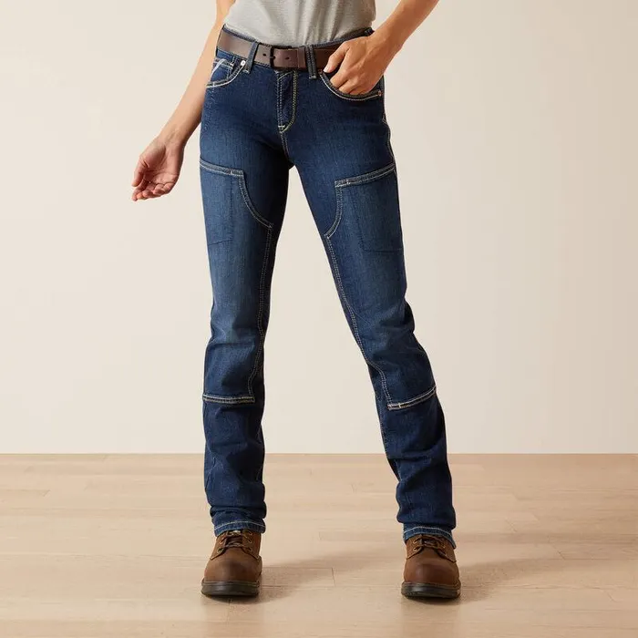 Women Denim Ariat Rebar DuraStretch Riveter Double Front Straight Jean Riveter