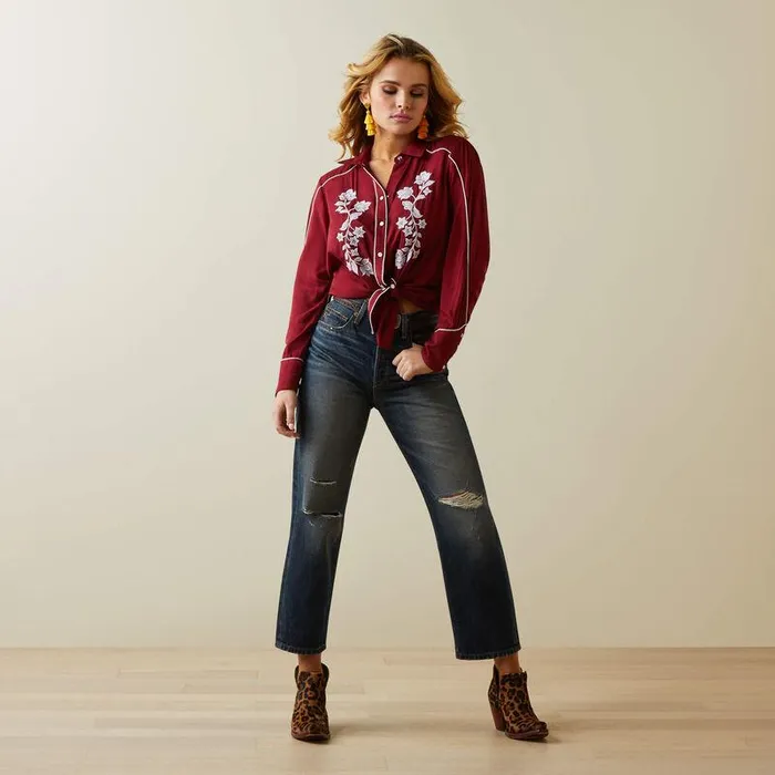 Women Denim Ariat Ultra High Rise Tomboy Straight Jean Bora Bora