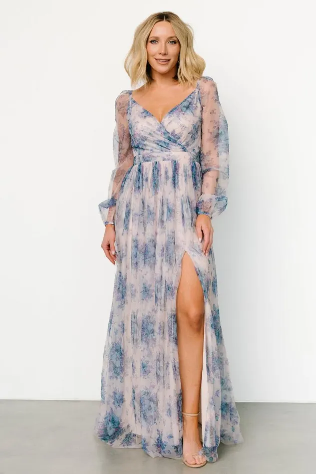 Women Desiree Tulle Maxi Dress Natural Slate Floral Baltic Born Tulle Styles