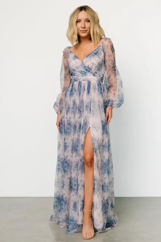 Women Desiree Tulle Maxi Dress Natural Slate Floral Baltic Born Tulle Styles