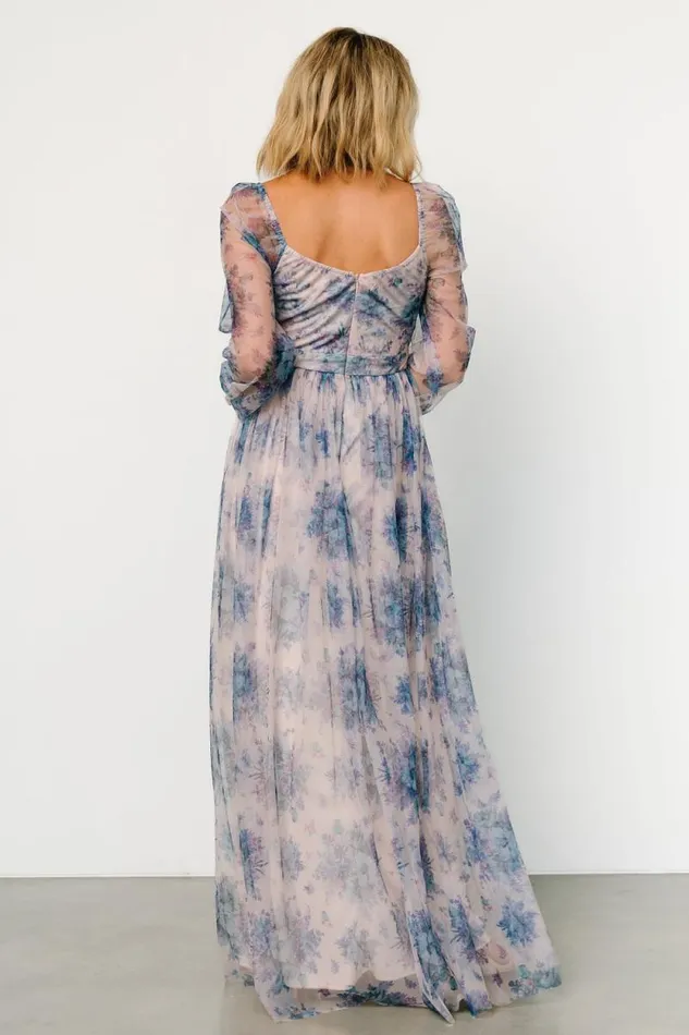 Women Desiree Tulle Maxi Dress Natural Slate Floral Baltic Born Tulle Styles