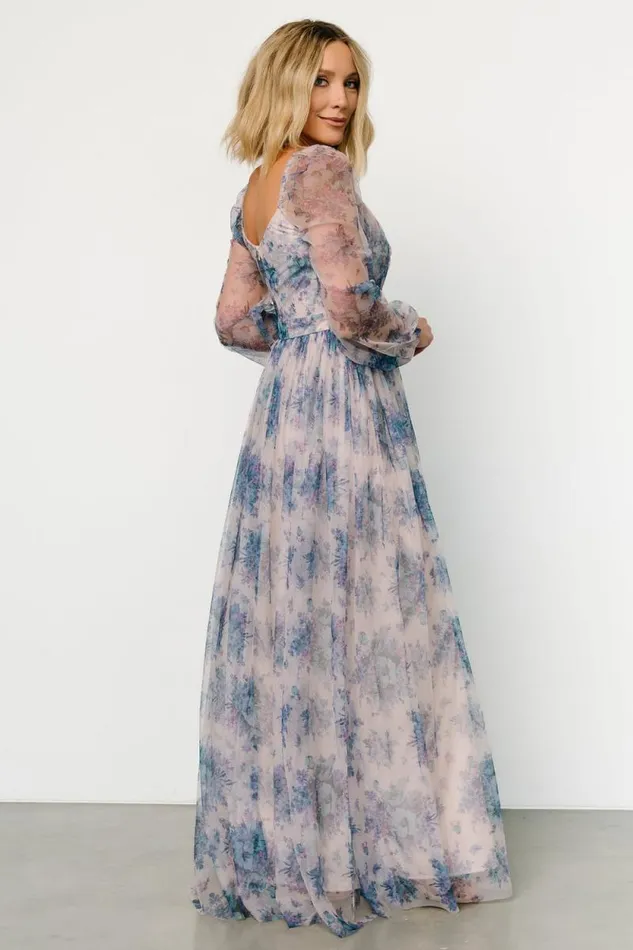Women Desiree Tulle Maxi Dress Natural Slate Floral Baltic Born Tulle Styles
