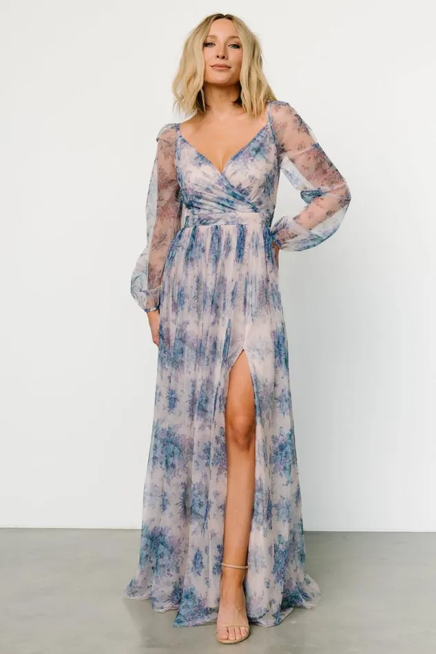 Women Desiree Tulle Maxi Dress Natural Slate Floral Baltic Born Tulle Styles
