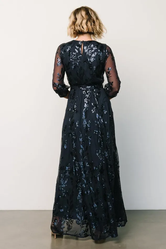 Women Destiny Sequin Maxi Dress Navy Baltic Born Embellished and Sequined Women Destiny Sequin Maxi Dress Navy Baltic Born Embellished and Sequined