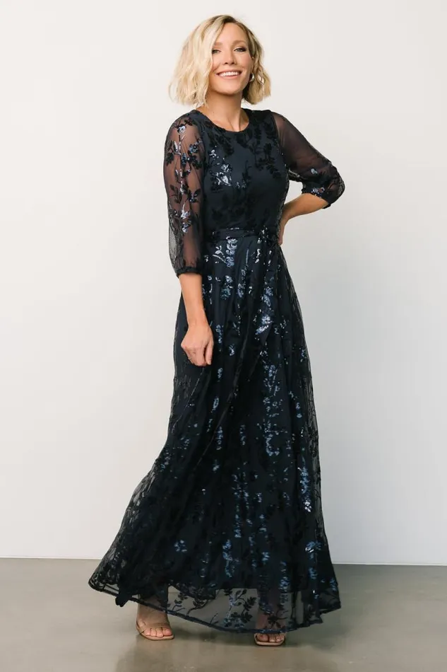 Women Destiny Sequin Maxi Dress Navy Baltic Born Embellished and Sequined Women Destiny Sequin Maxi Dress Navy Baltic Born Embellished and Sequined