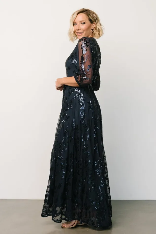 Women Destiny Sequin Maxi Dress Navy Baltic Born Embellished and Sequined Women Destiny Sequin Maxi Dress Navy Baltic Born Embellished and Sequined