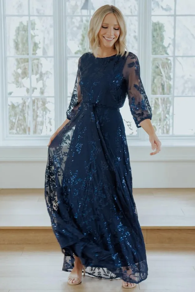 Women Destiny Sequin Maxi Dress Navy Baltic Born Embellished and Sequined Women Destiny Sequin Maxi Dress Navy Baltic Born Embellished and Sequined