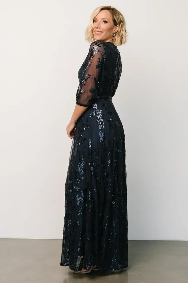 Women Destiny Sequin Maxi Dress Navy Baltic Born Embellished and Sequined Women Destiny Sequin Maxi Dress Navy Baltic Born Embellished and Sequined