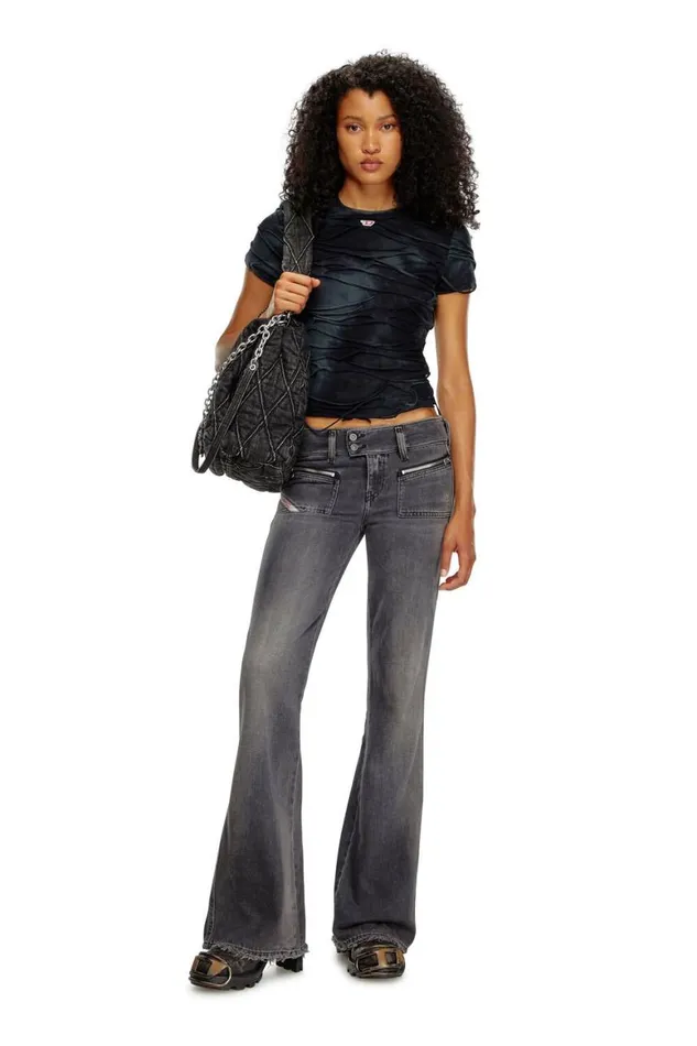 Women Diesel Jeans Bootcut Jeans DHush 09K14 Blackdark Grey