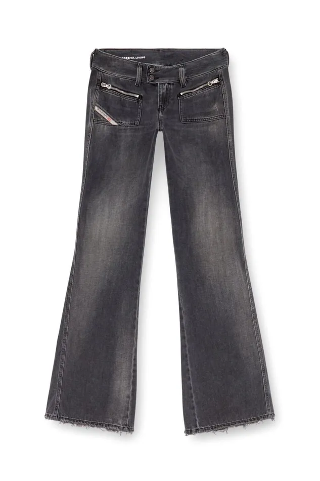 Women Diesel Jeans Bootcut Jeans DHush 09K14 Blackdark Grey