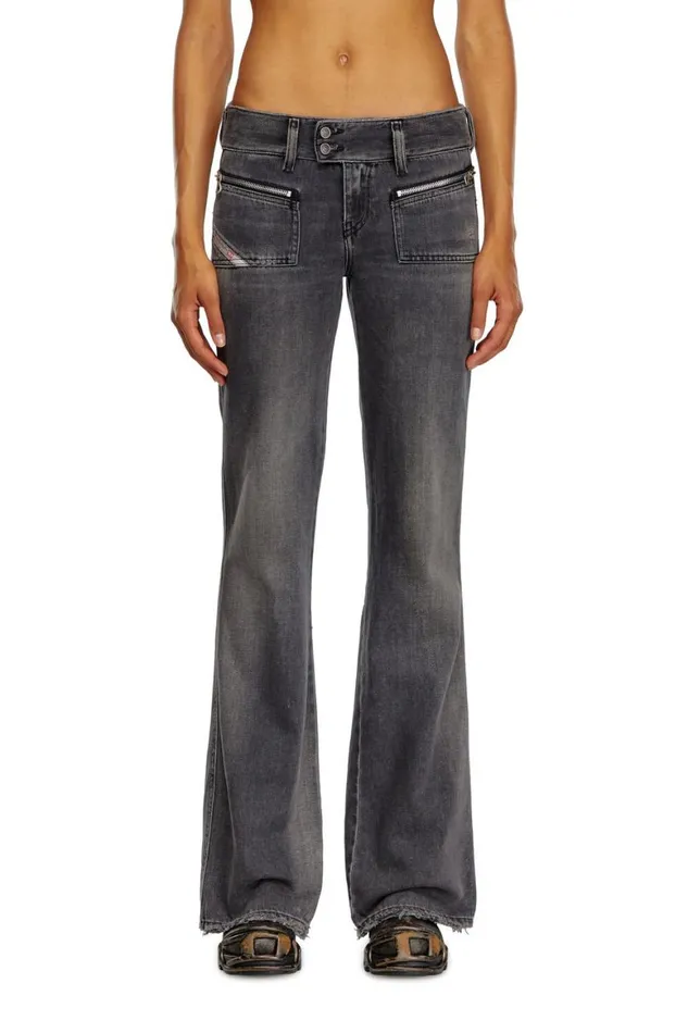 Women Diesel Jeans Bootcut Jeans DHush 09K14 Blackdark Grey