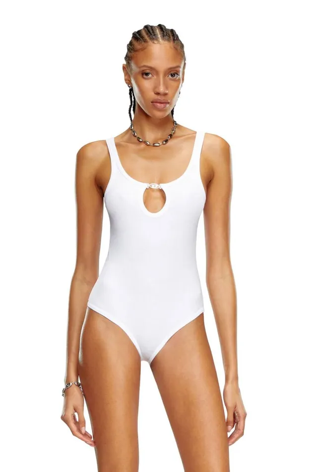 Women Diesel Underwear and Socks UFBYDOVALCOTTONRIBBODYSUIT White