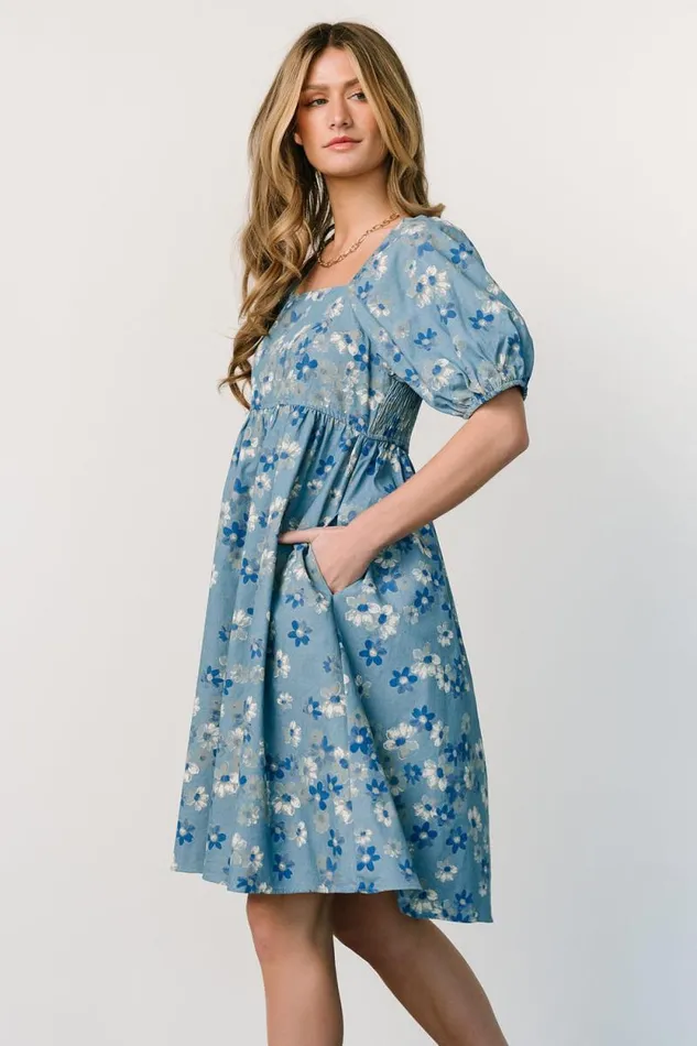 Women Dorothea Midi Dress Denim Floral Baltic Born Short Dresses Women Dorothea Midi Dress Denim Floral Baltic Born Short Dresses