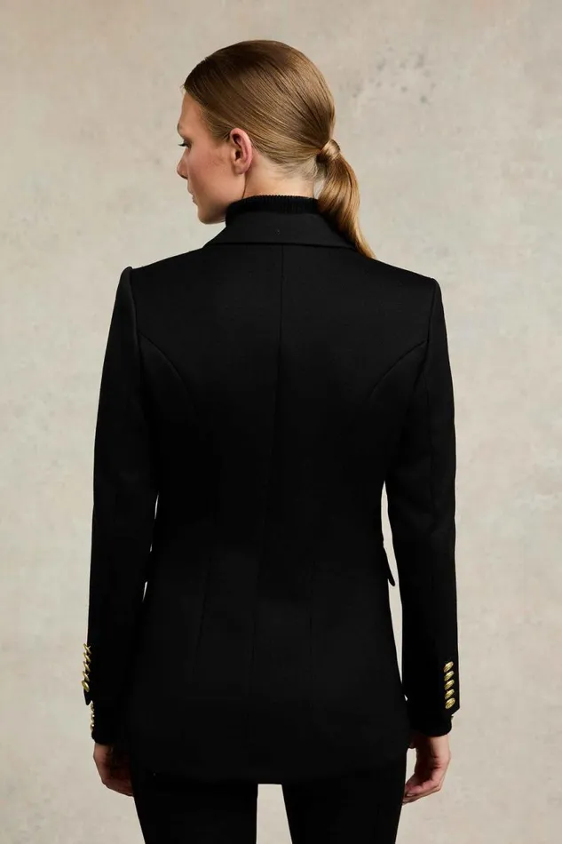 Women Double Breasted Blazer Black Twill Holland Cooper Tailoring