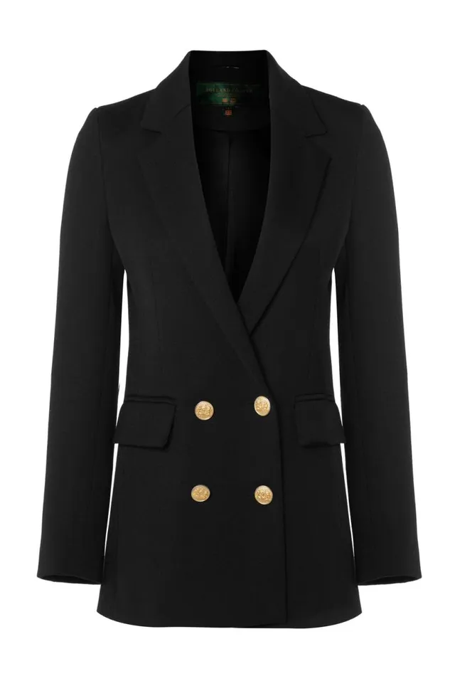 Women Double Breasted Blazer Black Twill Holland Cooper Tailoring