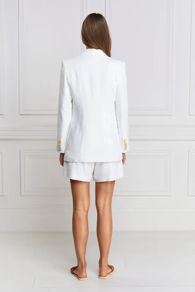 Women Double Breasted Blazer Oyster Linen Holland Cooper Tailoring