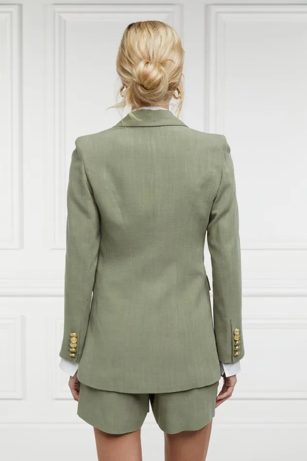 Women Double Breasted Blazer Sage Linen Holland Cooper Tailoring