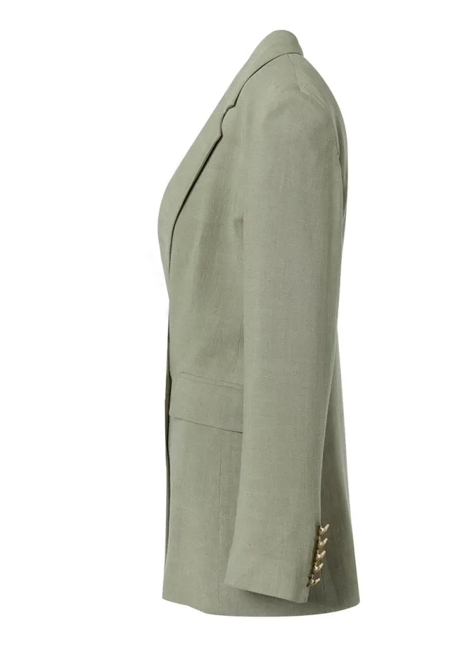 Women Double Breasted Blazer Sage Linen Holland Cooper Tailoring