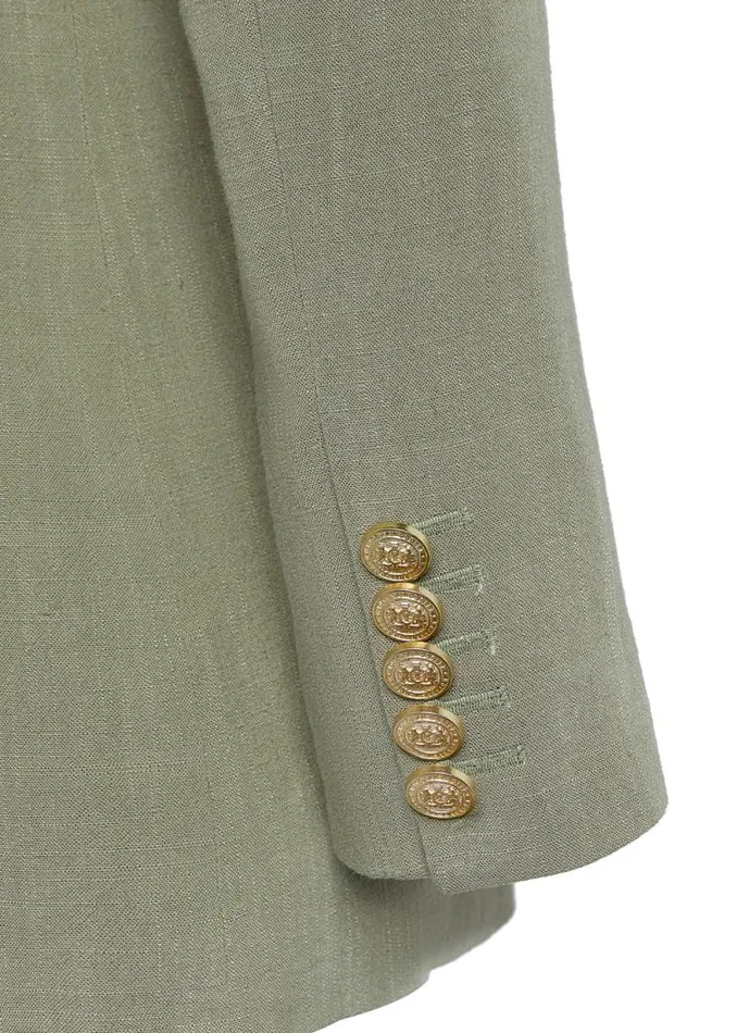 Women Double Breasted Blazer Sage Linen Holland Cooper Tailoring
