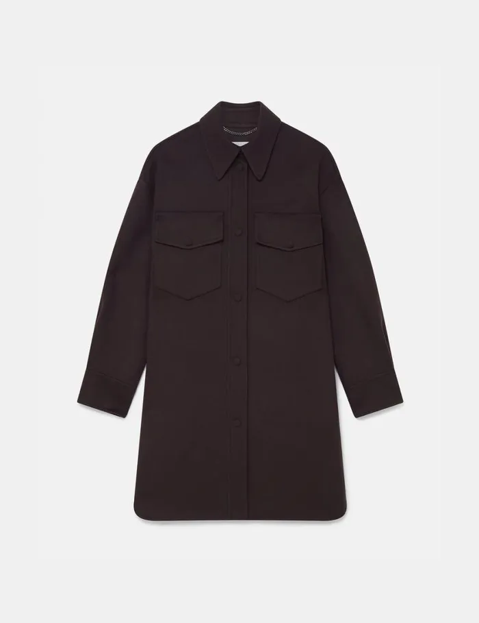 Women DoubleFaced LongSleeve Shirt Chocolate Brown Stella McCartney Coats And Jackets