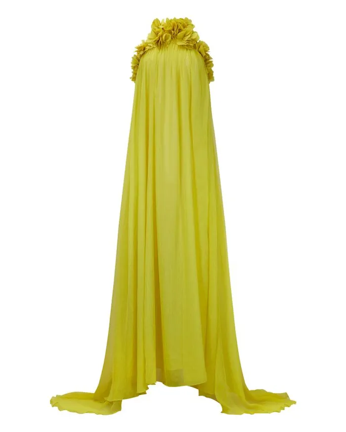 Women Dresses and Jumpsuits PatBO HandEmbroidered 3D Gown FINAL SALE Acid Yellow
