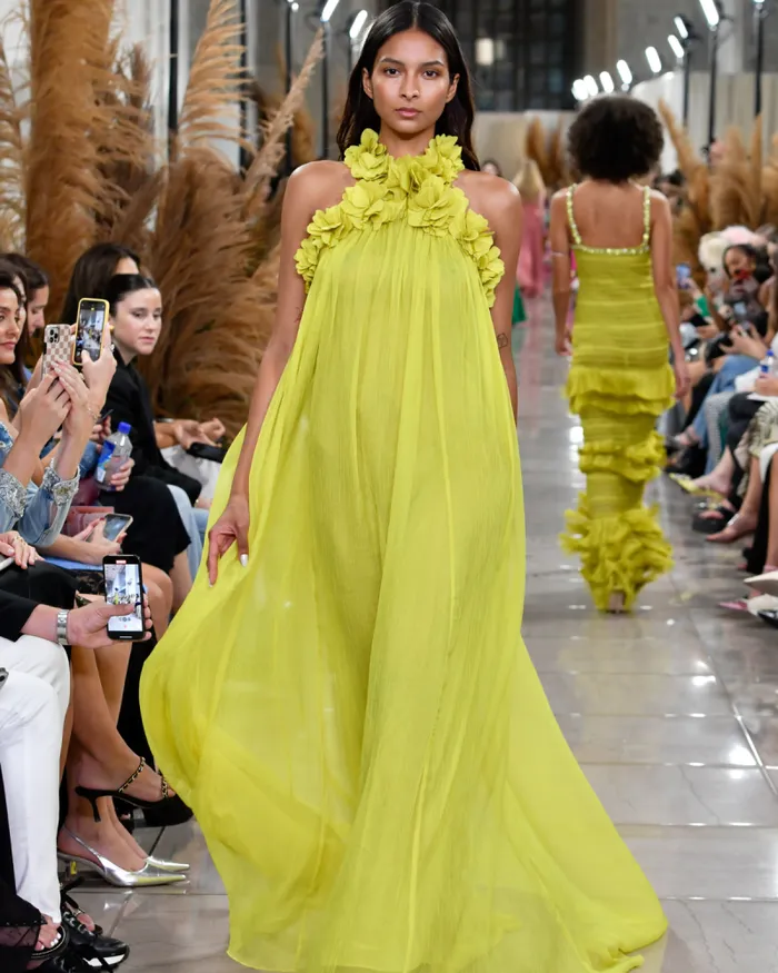 Women Dresses and Jumpsuits PatBO HandEmbroidered 3D Gown FINAL SALE Acid Yellow